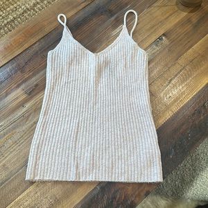 American eagle pink ribbed knit tank top